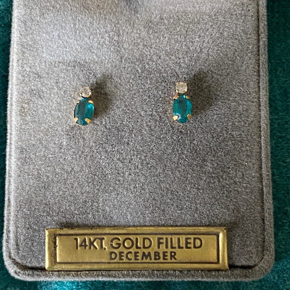Tru-Kay I December Birthstone Earrings I 14KT GF - Picture 3 of 15
